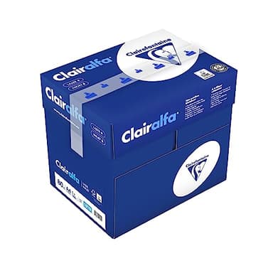 Clairefontaine - Réf. 1929C – 2500 feuilles de papier blanc au format A4 - Clairalfa 80 g/m² – Carton contenant 5 ramettes de 500 feuilles – Couleur : Blanc (171 CIE)
