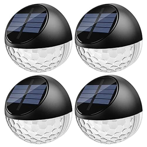 Quntis Lot de 4 LED Lampes Solaire Applique Murale Extérieur IP65 Étanche Éclairage Décorative Lumière Blanc Chaud, Lampe de Clôture Mur Terrasse Jardin Porte d'entrée Escalier Cour Allée Chemin
