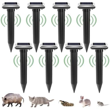 6 Pièces Répulsif Solaire pour Taupes, IP65 Imperméable Répulsif Contre Les Taupes, Répulsif Chasse Taupe Solaire, Repulsif Taupe Ultrason Solaire pour Taupes, Chat, Chien, campagnols, Noir