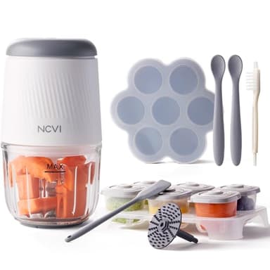 NCVI Ensemble de Robot de Cuisine pour Bébé - Mini Machine à Aliments avec 8 Lames en Acier Inoxydable et Disque de Broyage - Petit Fabricant de Purée, Mélangeur et Hachoir