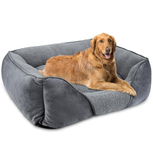 FURTIME Panier Chien, Panier pour Chien XXL Grande Taille, Lit pour Chien Lavable Duveteux, Lit Chien Doux Confortable Respirant, Anti-anxiété Panier Chien Antidérapant, 106x80x23cm