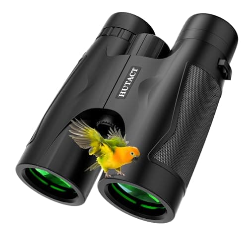 HUTACT Jumelles Adultes puissante 10 x 42 avec BAK4 Prism, FMC lentille, Grande oculaire, Compact,Idéales pour Les Voyages en Plein air, pour Observer Les Animaux et pour Regarder Un Concert