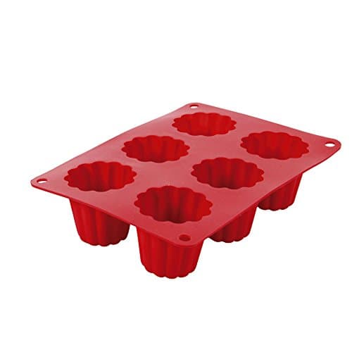 Crealys 513012 Moule à Cannelés Silicone Rouge