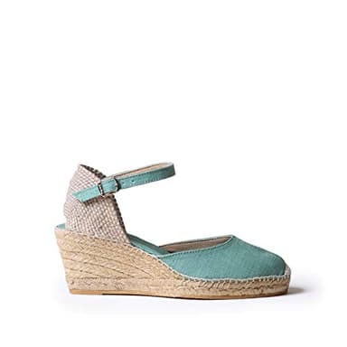 TONI PONS Caldes Espadrilles compensées pour femme végétalienne en lin, Menthe (menta), 43 EU