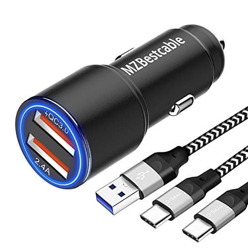 Chargeur Voiture Rapide pour Samsung S20 S21 Plus Ultra FE 5G,A53 A23 A51 A71 A52 A72 A32 A12 A52S,Xiaomi Redmi Note 10 9 11 Pro 8,Mi 11T 12 Lite,30W Allume Cigare Quick Charge 3.0,2M+2M USB C Cable