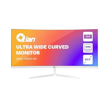 Qian Moniteur Incurvé 30" écran PC Ultra-Large FHD | 2560x1080 | Dalle VA | Format 21:9 | Adaptive Sync | 200 Hz | Temps de réponse 10ms | Ajustable | VESA | HDMI 2.0 / DisplayPort 1.4 | QMC-VA30-02