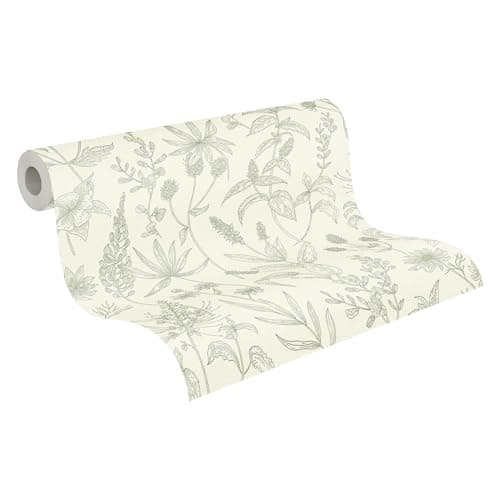 Livingwalls Jette Joop papier peint intissé papier peint fleuri 10,05 m x 0,53 m vert métallisé blanc 373635 37363-5
