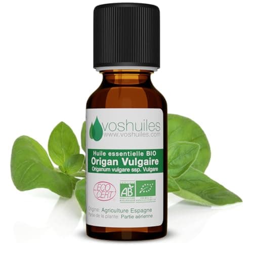 Huile Essentielle BIO d'Origan - 100% Pure et Naturelle - HEBBD et ECOCERT - Huile Essentielle aux Nombreuses Vertus et Applications 20ml - VOSHUILES