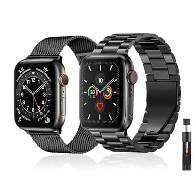 baklon Compatible avec Bracelet Apple Watch 42mm 44mm 45mm 49mm en Acier Inoxydable Metal pour Bracelet iWatch Series Ultra2/Ultra/SE2/SE/9 8 7 6 5 4 3 2 1 Noir