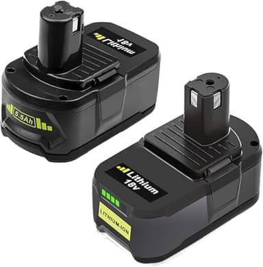 Batterie pour Ryobi 18V 5,5Ah 2 pièces Exemoro RB18L50 RB18L40 RB18L25 RB18L15 P108 P107 P105 P104 Batterie pour Ryobi avec LED