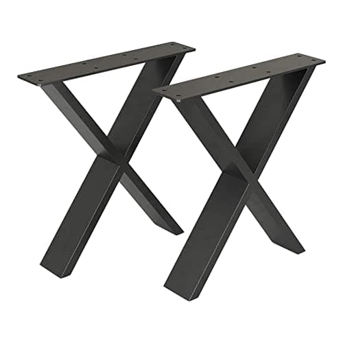 [en.casa] Set de 2 Pieds de Table de Forme X Ensemble de Pieds de Meuble DIY pour Table Basse Banc Acier Laqué 42 x 40 x 6 cm Noir Mat