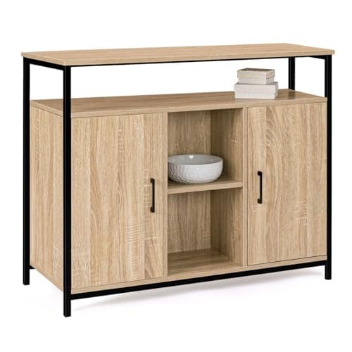 IDMarket - Buffet 2 Portes 100 cm Detroit avec étagères Design Industriel