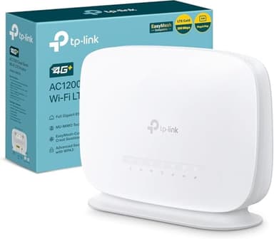 TP-Link Archer MR505 Routeur 4G+ LTE WiFi AC1200Mbps, 4G+ CAT6 Vitesse Jusqu'à 300Mbps, Box 4G SIM, 3 Ports Gigabit, Ports d'Antenne Externe 4G, Modem 4G, Antennes Internes, Compatible Tout Opérateur