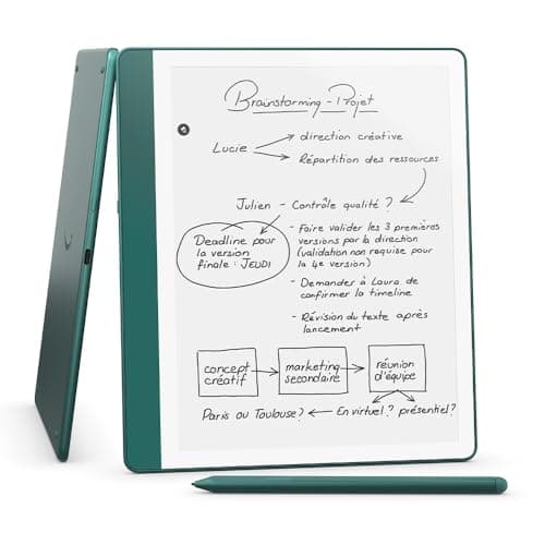 Nouvel Amazon Kindle Scribe (64 Go) | Écran repensé avec bordures uniformes | Écriture dans les livres et documents |Stylet premium inclus | Vert métallisé