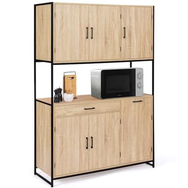 IDMarket - Buffet de cuisine 120 CM DETROIT meuble 6 portes design industriel + tiroir
