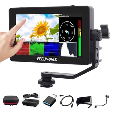FEELWORLD F6 Plus V2 6 Pouces Moniteur Champ de Caméra,Écran Tactile HDR avec 3D LUT,Capture d'écran Sharp,Full HD 1920x1080 IPS 4K HDMI Loop in/Out DSLR avec Batterie et étui de Rangement