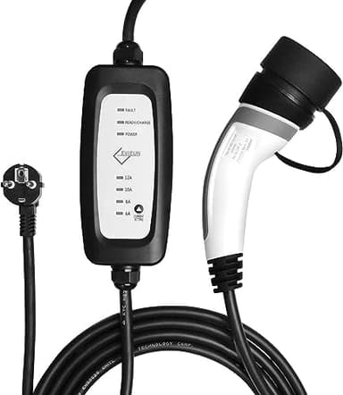 EVIEUN EV Charger Type 2 Portable Ev Chargeur,Home EVSE Chargeur Voiture Electrique Rapide 11 Courant Commutable(6-16A) 2 PIN EV Chargeur Station 3.6KW/19.86ft