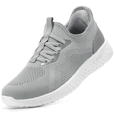 STQ Basket Femme Chaussures de Marche Mode et Sport Femmes Respirant Confortable Enfiler LéGèRe Tennis Gym Jogging Slip on Basquette Fitness Travail Outdoor Sneakers Gris Clair EU 39