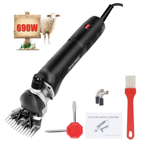 SinbideTondeuse électrique pour moutons, Tondeuse Mouton 690W, 6 Vitesse Réglable Professionnelle pour Raser Les Moutons Animaux Laines Chèvres, Lames interchangeables,Moteur puissant (Noir)