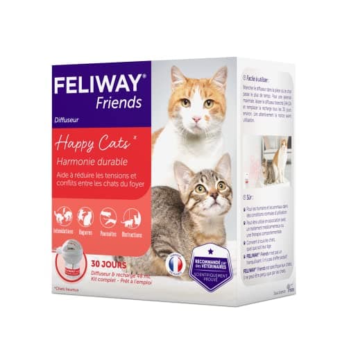 FELIWAY Friends 30 Jours - Kit Complet avec Diffuseur de Phéromones Apaisantes pour Chats + Recharge 48 ml - Aide à Réduire les Confilts et Tensions entre Chats vivant sous le même toit