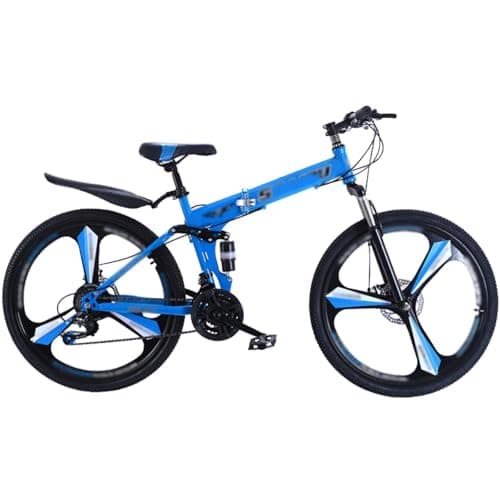 Vélo De Montagne Pliable 24"/26" À Double Suspension, 21 Vitesses, Cadre en Acier À Haute Teneur en Carbone, pour Adultes, Hommes, Femmes Et Adolescents E,24 inch