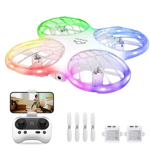 Ameta Morpho Drone avec Camera pour Enfant, 1080P FPV Mini Drones avec Module STEM/ 32 Lumière RGB/Vol Circulaire/Flip 3D/ Vol de 18min/ Buzzer de Perte, Cadeaux pour Garcon et Fille, Moins de 250g