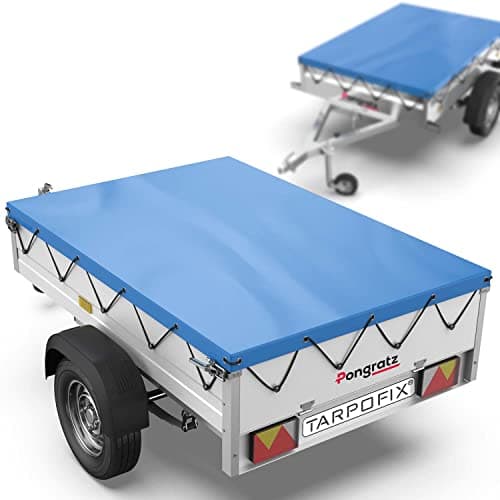 Tarpofix® Bâche protection plate 256 x 145 x 8 cm avec corde de bâche - Bâche de remorque renforcée en PVC - Bache pour remorque divers modèles de remorques de voitures de 750kg & 1000kg