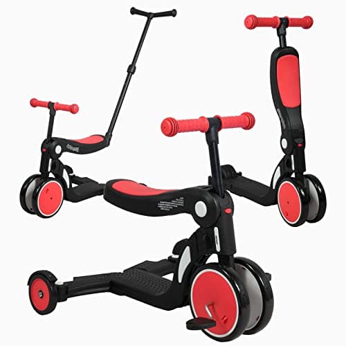 Looping SCOOTIZZ Draisienne Evolutive 5 en 1 avec Barre de poussée/Tricycle Bébé Évolutif/Trottinette Enfant | avec Barre de poussée, Haute Red