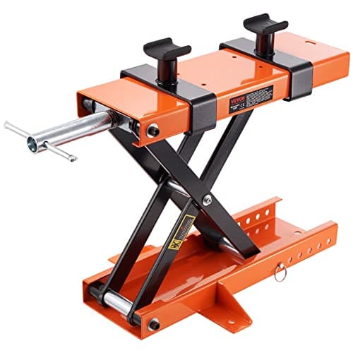 VEVOR Cric de Moto à Ciseaux 500 kg Hauteur de Levage 9,5-40 cm Pont Élévateur Hydraulique avec Selles Antidérapantes Table Élévatrice pour Moto avec Manivelle Amovible pour Entretien Quad ATV Atelier