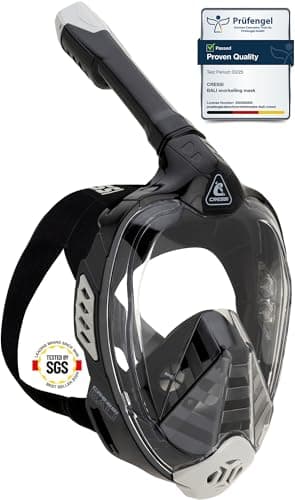 CRESSI Bali Full Face Mask Black/Grey L/XL-Masque Intégral de Plongée en Apnée pour Adulte, Large Vue Dégagée, Système Anti Buée, Respiration Facile Sécurité Avant Tout, Noir/Gris, L/XL