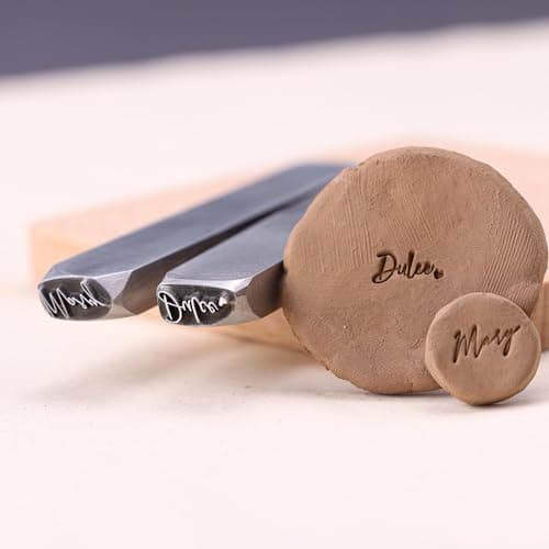 Tampon en métal personnalisé avec signature – Tampon d'argile personnalisé, outil de micro-tampons pour bijoux, sceau céramique personnalisé, tampons de marquage en acier