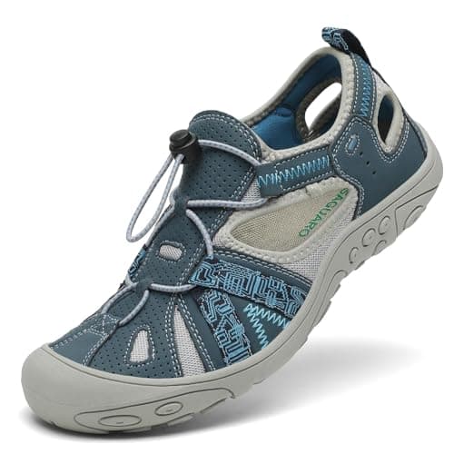 SAGUARO Sandales de Trekking pour Femme Outdoor Sport Sandales de randonnée d'été Antidérapant Respirantes Sandales à Bout Fermé Marine 38 EU