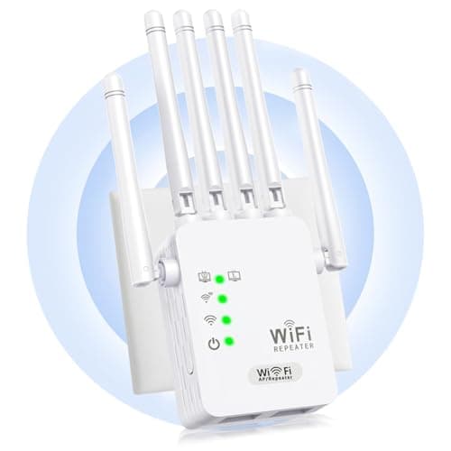 Répéteur WiFi,Amplificateur WiFi,repeteur WiFi Puissant avec 6 Antennes Puissantes,2 Ports LAN,Mode Répéteur & Routeur & AP,repeteur WiFi Exterieur Couverture WiFi de 300 m²,Facile à Installer (ZJ600)