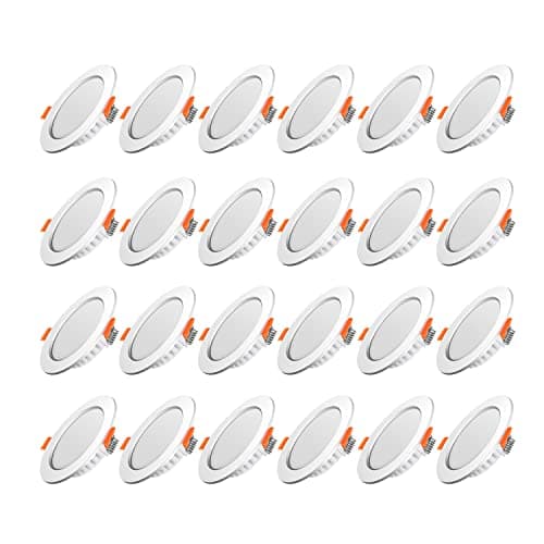 Spot LED Encastrable,Extra Plat,Spot Encastré Led Intérieur Plafond Plafonnier,Rond Ultra Slim Downlight,5W Equivalent 40W Incandescence,230V Blanc Froid 6000K,Pour Salle de Salon,Cuisine,Lot de 24