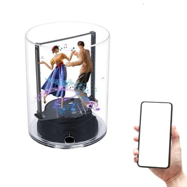 Projecteur Holographique 3D de Bureau, Projecteur WiFi à Projection Holographique de 3,9 Pouces, 160 LED et 32 ​​Go de Stockage, Projecteur Publicitaire 3D avec Couvercle (Prise
