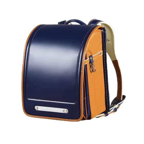 ZCBYBT Ransel Randoseru Sac D'école Primaire Sac À Dos en Cuir PU avec Sac De Voyage À Verrouillage Automatique pour Filles Garçons,Bleu,33 * 24 * 15cm