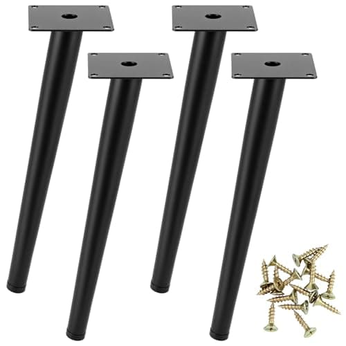 QWORK® 4 Pièces Pieds de Table Metal 30 cm - Base Silencieuse Antidérapante - pour Table Basse, Table à Manger, Chaises, Armoires, Tables de Nuit