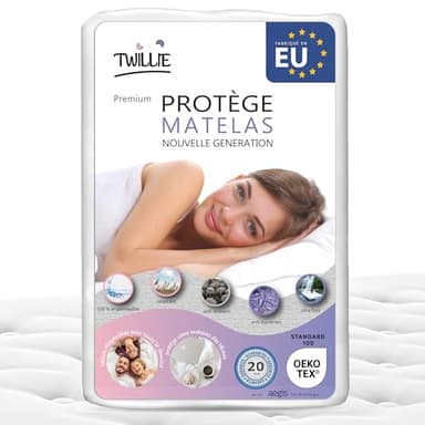 Twillie – Protège Matelas 140 x 190 cm Imperméable et Respirant - Alèse Qualité Supérieure Certifié Oeko-TEX® - Aegis® - Hypoallergénique - Anti Acarien, Bactérien – Housse Matelas 100% Polycoton