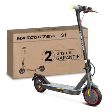 MASCOOTER S1 | Trottinette Èlectrique Adulte - Clignotants et Régénération de Batterie au Freinage – 300-600W Max, Autonomie 20km, Roues 8.5" Chambre à Air, Double Freins Électriques et à Disque