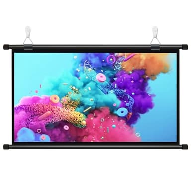 Toile Videoprojecteur Enroulable, Écran De Projection Manuel, pour Videoprojecteur En HD TV 16:9 4:3 Ecran De Projection Portable, Fixation Mur Ou Plafond, Anti-Plis Ecran Projecteur(16:9,30")