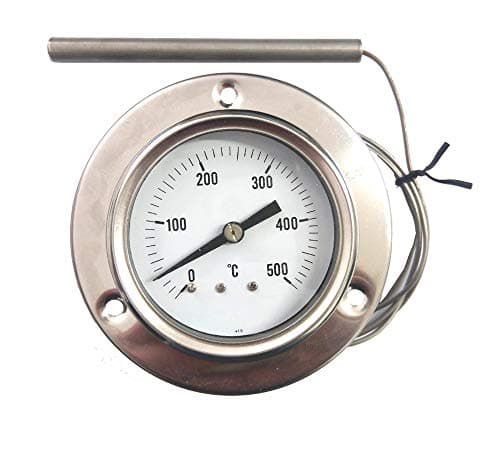ReDPOINT Spares Thermomètre 0-500° en acier inoxydable pour fours à pizza, barbecue, fours à bois, etc.