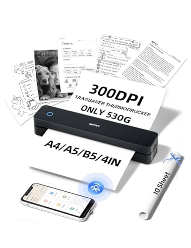 iDPRT MT610pro Imprimante Thermique A4, 300DPi Bluetooth Imprimante Portable pour Les Véhicules, Bureau, Maison, Compatible avec Les Téléphones et Ordinateurs Portables Android et iOS, Noir