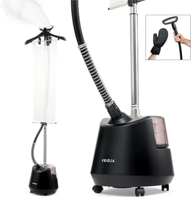 Powerful 2200W Premium Garment Steamer with 3L Water Tank,Dual Steam Settings for Rapid Wrinkle Release,Suitable for All Fabrics,New 2024 Design,Fridja f1200 Clothes Steamer Pro,Matt Black