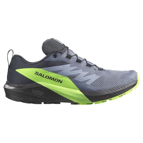 Salomon Homme Sense Ride 5 GTX B Chaussure de Trail, Flint Stone/Black/Green Gecko, 43 1/3 EU