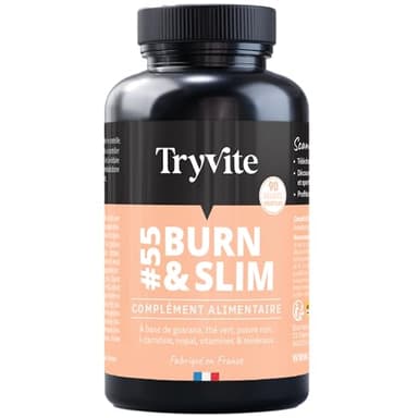 Bruleur de Graisse Homme Femme | Coupe Faim Puissant et Efficace Minceur Perte de Poids Rapidement | TRYVITE BURN&SLIM | 90 gélules