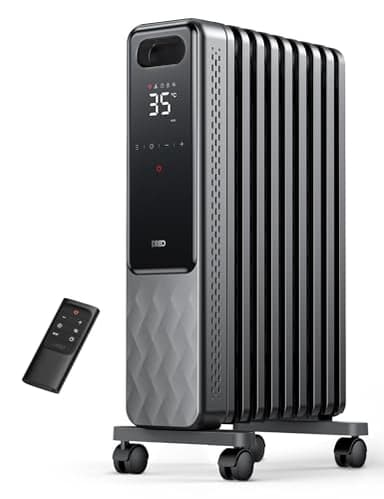 Dreo Radiateur à bain d'huile 2000W, 9 éléments Mobile Chauffage électrique avec Thermostat, 4 Modes, Protection anti-basculement et anti surchauffe, Chauffage d'Appoint Portable, Minuterie 1-24 h