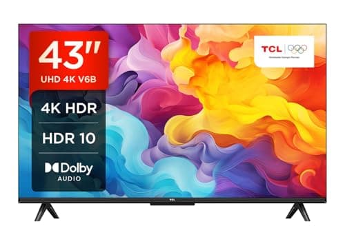 TCL 43V6B 43 Pouces 4K Ultra HD, HDR TV, Smart TV Powered by Google TV (Dolby Audio, Motion Clarity, Voice Control, Compatible avec Google Assistant, Chromecast intégré)