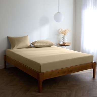 Mellanni Drap Housse 180x200 Bonnet 40 Cm - Doux, Résistant, Anti-Plis, Élastique Tout Autour - (180x200 cm, Beige)