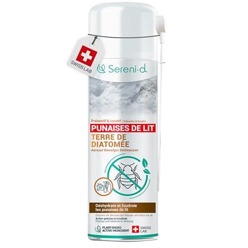 TERRE DE DIATOMÉE PUNAISES DE LIT – AÉROSOL ANTI PUNAISES DE LIT – EFFICACITÉ FOUDROYANTE – Ingrédients 100% - Action IMMÉDITE et EFFICACE - Swiss Lab