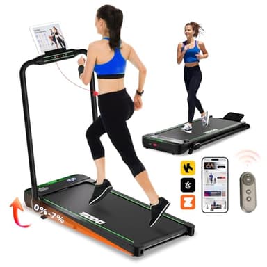 TODO Tapis de Marche Inclinable, 2-en-1 Tapis de Course Pliable, Walking Pad Électrique pour la Maison et Le Bureau, Télécommande et APP, avec Affichage LED, 2.5 HP Moteur
